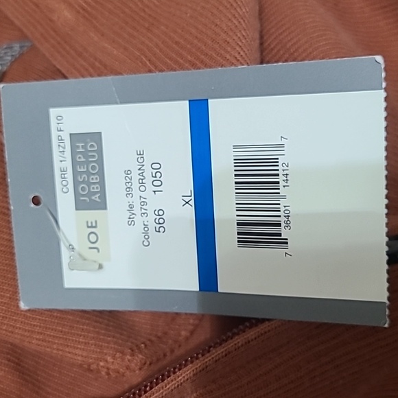 NWT JOSEPH ABBOUD Burnt Orange Ribbed Quarter Zip Pullover‎ Shirt - Size XL - Picture 11 of 15